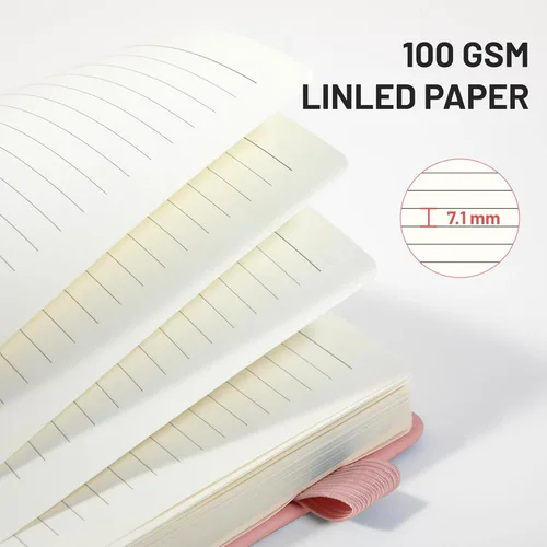 Miniatura 3 de CAGIE Cuaderno rayado, 320 páginas, cuaderno rayado universitario, diario grueso de papel de 2.95 oz/yd², diario B5 de tapa dura de cuero para Rosado