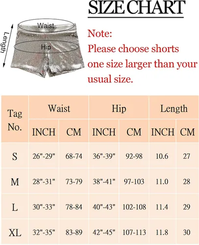 Miniatura 5 de Pantalones cortos de lentejuelas con purpurina y cintura alta elástica para mujer, pantalones cortos brillantes de pierna recta para fiesta