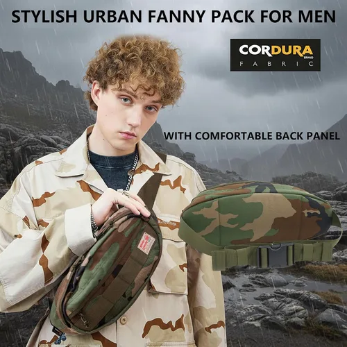 Miniatura 5 de Rough Enough - Riñonera cruzada para hombre, Camo, Riñonera de camuflaje militar