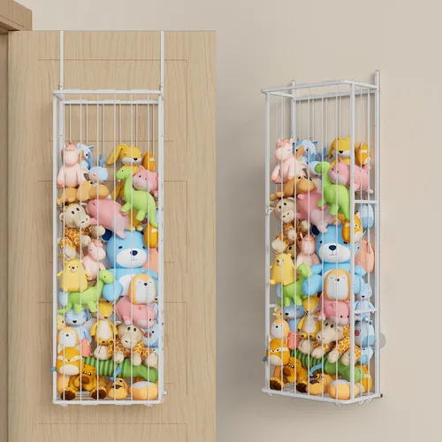 Miniatura 10 de SWTYMIKI Almacenamiento de animales de peluche colgantes, organizador grande de juguetes de peluche, montado en la pared o en esquina