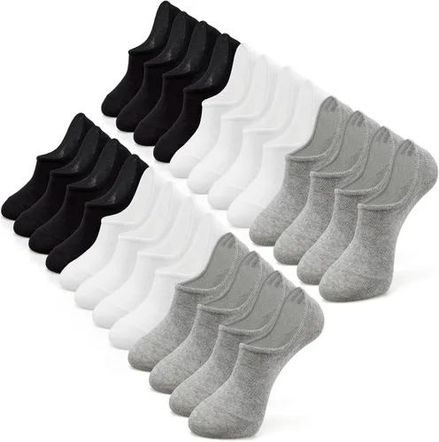 IDEGG Calcetines invisibles para mujeres y hombres, 12 pares de calcetines atléticos antideslizantes de corte bajo casuales con antideslizantes