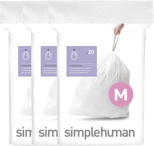 Miniatura 9 de simplehuman Code M - 100 forros de ajuste personalizado, bolsas de basura de cocina con cordón, dispensador uno por uno sin desorden, extra grueso