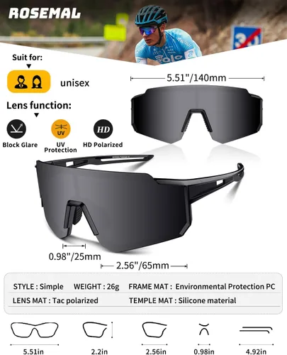 Miniatura 3 de Polarized Sports Sunglasses for Men Women Youth Baseball Running Cycling Driving Fishing Tennis Golf Motor TAC UV400 TR90