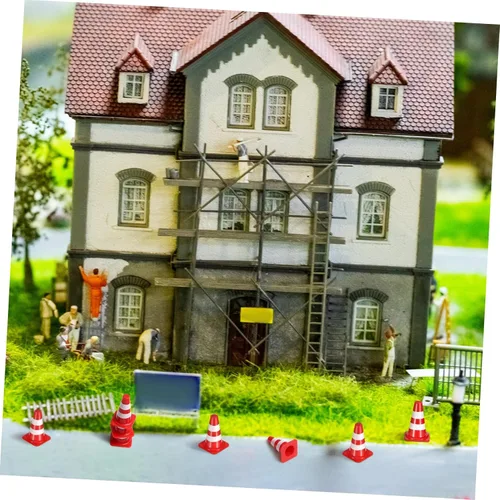 Miniatura 6 de balacoo 50 mini conos de tráfico, pequeña simulación roja de seguridad para tartas, decoración de tartas, jardín de infantes, señales de tráfico