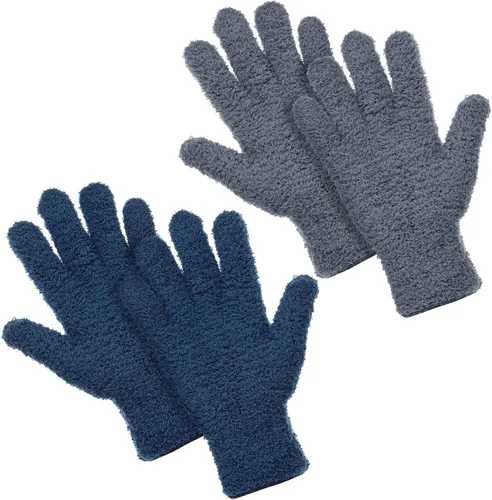 Miniatura 18 de Patelai 2 pares de guantes de microfibra para plantas, guantes de limpieza antipolvo, manoplas para el hogar, autos, persianas (azul, grande)