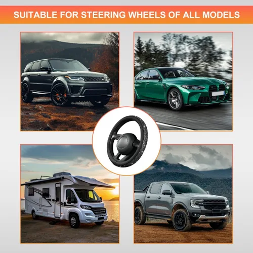 Miniatura 6 de Funda brillante para volante de automóvil, protector de volante de automóvil con diamantes de imitación brillantes de 15 pulgadas, funda