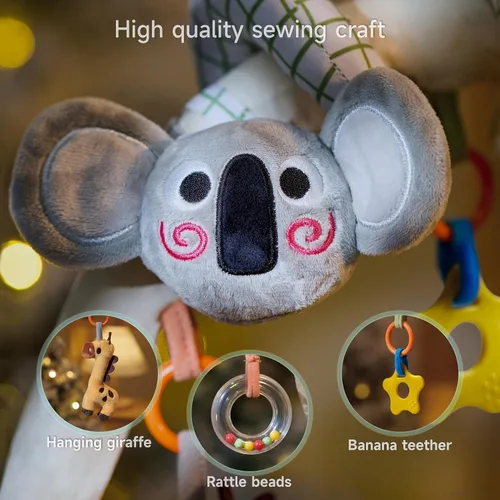 Miniatura 7 de TUMAMA Juguetes en espiral 2 en 1 para asiento de coche Arco Juguetes para cochecito bebé Juguetes colgantes con clip Ajustable Desmontable Juguetes