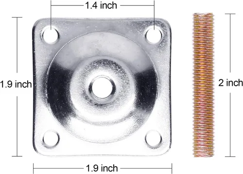Miniatura 4 de Placas de montaje de pata de mueble Anwenk, placas de fijación de patas de muebles de fuerza industrial T-Plate 5/16" (M8) patas de sofá con pernos