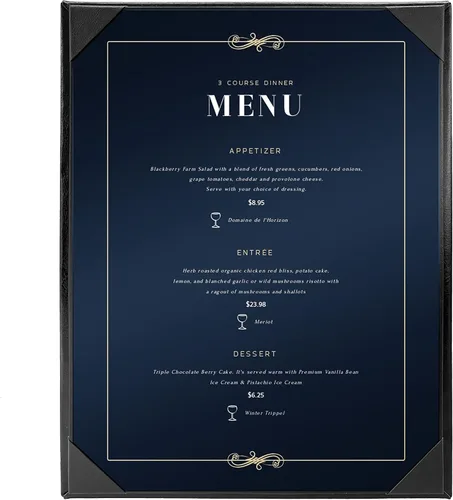 Goodsmart Columbia Casebound - Fundas para menú de restaurante, paquete de 5, color negro, de piel sintética de alta calidad, 8.5 x 11 pulgadas, 1
