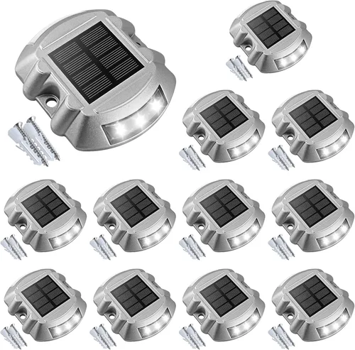 Miniatura 19 de VOLISUN - Luces solares para terraza, paquete de 16 unidades de luces LED IP67 impermeables para exteriores, luces de advertencia para escalones