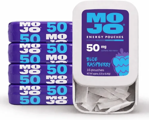 Miniatura 12 de Bolsas de energía MOJO sabor frambuesa azul, 50 mg de cafeína por bolsita, 15 bolsitas, paquete individual
