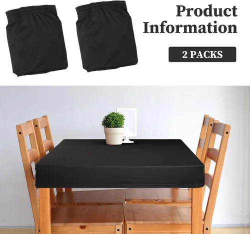 Miniatura 2 de Tegeme Paquete de 2 manteles cuadrados ajustables con elástico de 34 x 34 pulgadas, manteles pequeños de elastano elásticos plegables y lavables