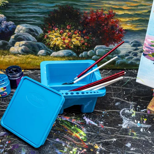 Miniatura 4 de MyLifeUNIT Limpiador de pinceles, soporte y organizadores para pinceles de pintura acrílica, acuarela y pinturas a base de agua (negro)