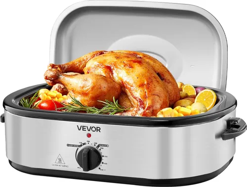 Miniatura 12 de VEVOR Horno tostador, bandeja eléctrica de tostado de 20QT, horno de pavo de cocción rápida con temperatura ajustable de 150-450℉, horno de pavo