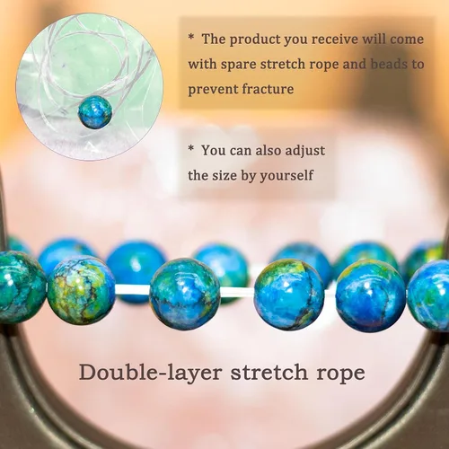 Miniatura 2 de DAZCOLO - Pulsera de gemas hecha a mano de 7,5 pulgadas, piedras preciosas elásticas de 8 mm, cuentas redondas, cristales de cuarzo, unisex