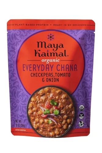 MAYA KAIMAL Chana orgánica diaria con tomate + cebolla, 10 onzas