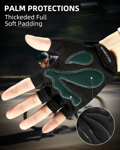 Miniatura 2 de ROCKBROS Guantes de ciclismo para hombres y mujeres - Guantes de bicicleta transpirables - Guantes de medio dedo para ciclismo diario