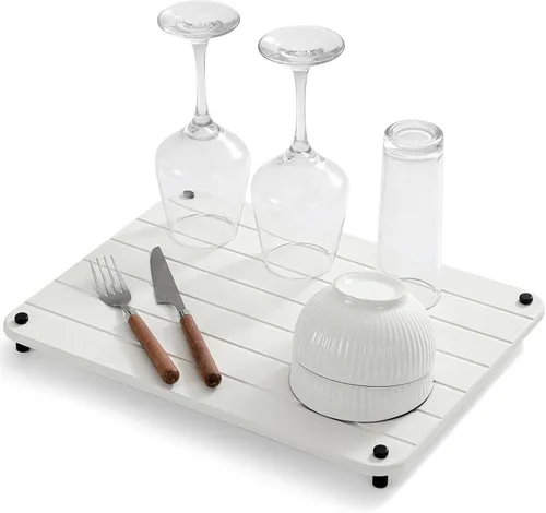 Miniatura 17 de Organizador de Fregadero de Cocina, Bandeja de Piedra Absorbente de Agua para Fregadero, Bandeja de Encimera de Baño de Diatomita, Protector