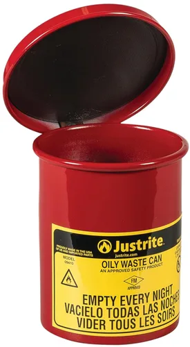 Miniatura 20 de Justrite Recipiente para desechos aceitosos de acero galvanizado de 10 galones, recipiente de seguridad metálico para trapos con aceite de 18 x 14