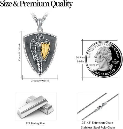 Miniatura 49 de Collar de plata de ley 925 con medalla de San Patrón, colgante de protección católica, amuleto, joyería religiosa para hombres y mujeres
