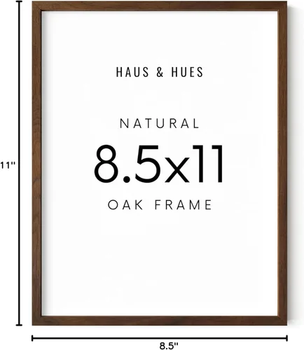 Miniatura 7 de HAUS AND HUES 8.5x11 Marco de roble nogal - Marco de póster de madera, soporte rústico para certificados Roble de nogal