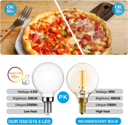 Miniatura 3 de Paquete de 6 bombillas LED G16.5 para ventilador de techo, bombilla LED regulable para candelabro de 4.5W equivalente a 60W 500LM, bombillas LED