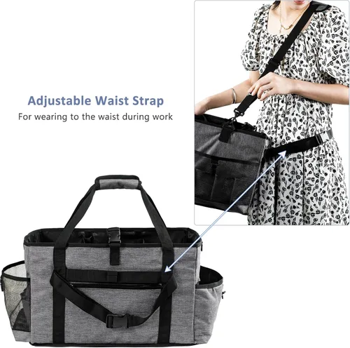 Miniatura 3 de Carrito de limpieza profesional XL para proveedores de limpieza, bolsa de limpieza portátil de 17 pulgadas para amas de casa, organizador de Gris