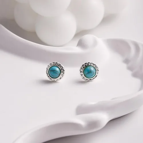 Miniatura 12 de Tibetan Turquoise Earrings 925 Sterling Silver Post Stud Boho Gemstone Hypoallergenic Handmade Earrings for Women Trendy Fashion