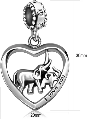 Miniatura 2 de JMQJewelry Elefante mamá corazón amor bebé piedra natal colgante colgante colgante para pulseras hija, abuela, mamá, papá, esposa, marido, San