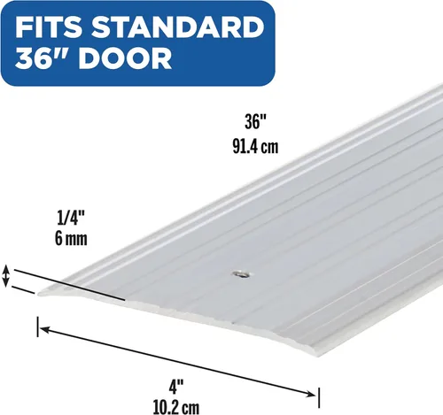 Miniatura 2 de M-D Building Products 68361 Umbral de sillín estriado de aluminio resistente, acabado de molino: elegante protección contra corrientes de aire