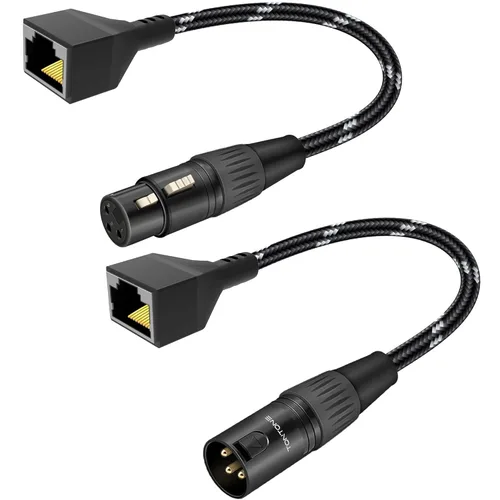 Adaptador XLR a RJ45 de 3 pines, 1 par, cable de extensión XLR macho/hembra a RJ45, cable Ethernet CAT5 a DMX512 para controlador DMX, iluminación