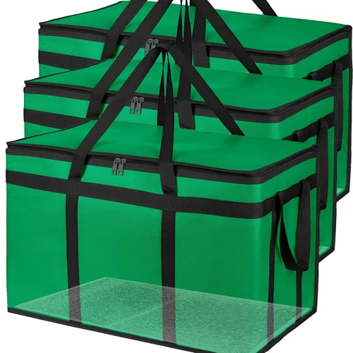 Miniatura 12 de Bodaon Paquete de 3 bolsas aisladas para entrega de alimentos, bolsas enfriadoras de pizza XXXL, bolsa de entrega de viaje compartido, soporte