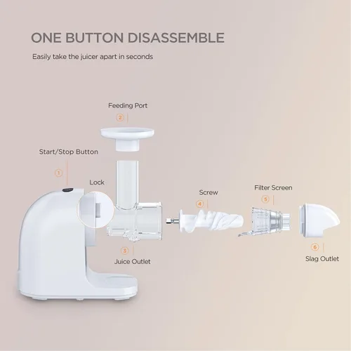 Miniatura 8 de Iurrek E3C - Extractor de jugo, exprimidor lento con función inversa, motor antigoteo y silencioso, tornillos de cerámica sin BPA, para frutas