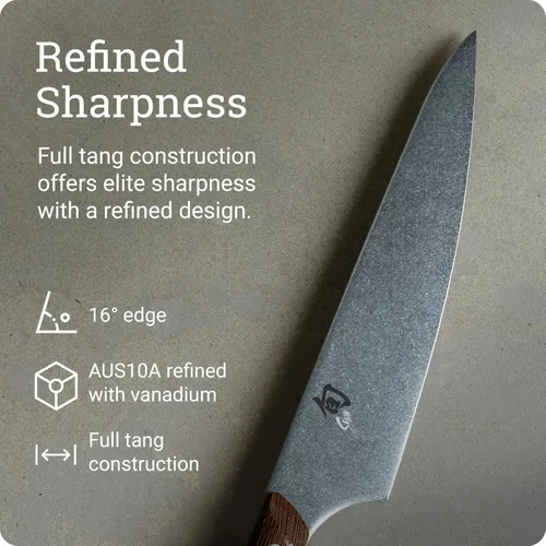 Miniatura 3 de Shun Kanso - Cuchillo de chef de 8 pulgadas, cuchillo de cocina japonés hecho a mano, hoja de acero inoxidable AUS10A, mango Tagayasan, herramienta