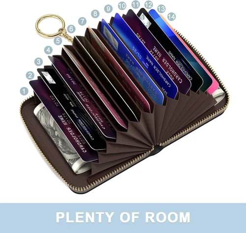 Miniatura 3 de Aiawoxc - Tarjetero para Tarjetas de Crédito para Mujer, Pequeño Organizador de Tarjetas de Negocios de Cuero Delgado con RFID, Cremallera