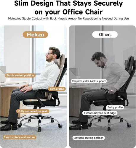 Miniatura 6 de Flekzo Shiatsu - Cojín de asiento para silla de masaje de espalda y cuello con calor, amasado 4D, intensidad ajustable, altura ajustable del cuello