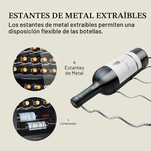 Miniatura 8 de Wine Enthusiast Enfriador de vino con compresor MAX de doble zona de 32 botellas, mini refrigerador independiente con pantalla táctil digital