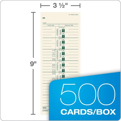 Miniatura 5 de Tops Tarjetas semanales de tiempo para empleados - Tarjetas de seguimiento de tiempo de un lado, impresión en tinta verde, 22,9 x 8,9 cm, papel
