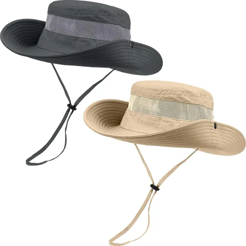 Miniatura 16 de Paquete de 2 sombreros Boonie para hombres y mujeres con protección UV UPF 50+ para pesca, senderismo y jardinería
