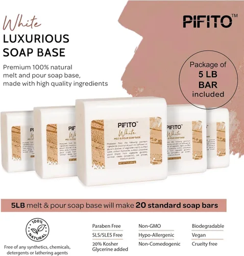 Miniatura 2 de pifito Premium White Melt Making Jabón de manos y Vierta Base – Base de verduras Glycerin naturales de jabón – Excelente Suministros