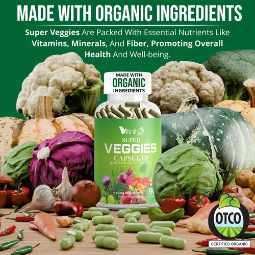 Miniatura 9 de Fabricado con cápsulas orgánicas de frutas y verduras, suplemento vitamínico vegetal superalimento para mujeres y hombres, mezcla de frutas