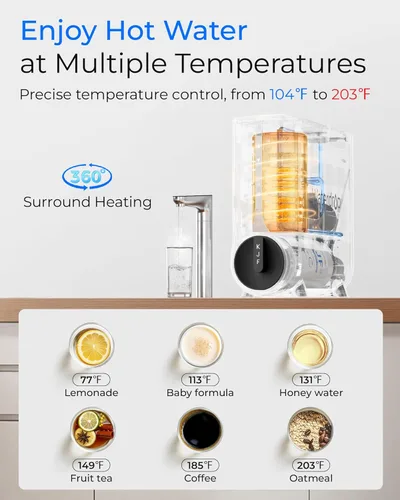 Miniatura 5 de Waterdrop Sistema de ósmosis inversa KJ600, dispensador instantáneo de agua caliente, 600 GPD, reduce PFAS, sin tanque, 2:1 puro para drenar, debajo