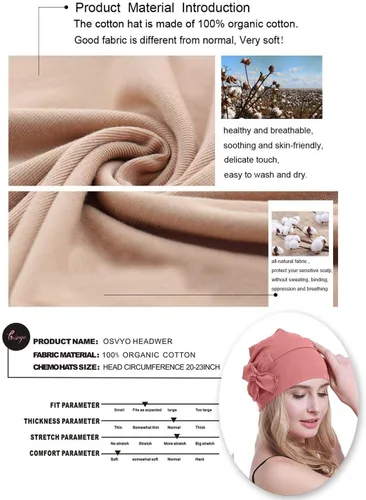 Miniatura 4 de osvyo Gorro de algodón con turbantes de quimioterapia para mujeres, con cáncer, pérdida de cabello