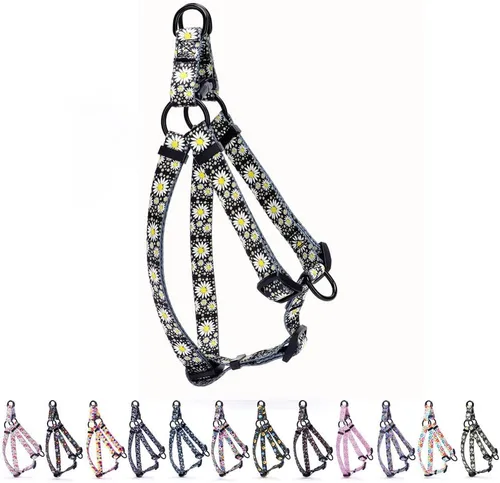 Miniatura 12 de Arnés para perro hembra, bonito patrón geométrico de triángulos geométricos, hebilla de liberación rápida, cuello halter ajustable para perros