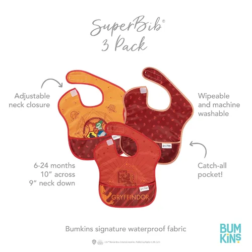 Miniatura 5 de Bumkins Baberos para niña o niño, SuperBib para bebés y niños pequeños de 6 a 24 meses, esenciales imprescindibles para comer, alimentar, destete K2