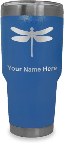 Miniatura 21 de LaserGram Vaso aislado al vacío de 20 onzas, libélula, grabado personalizado incluido (negro)