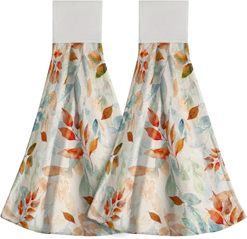 Miniatura 46 de Poppy Flower Hanging Hand Towels Set of 2,17x12 Inch Watercolor Chinoiserie Yellow Black Floral Soft Absorbent Dish Cloth Tie Towel for Kitchen