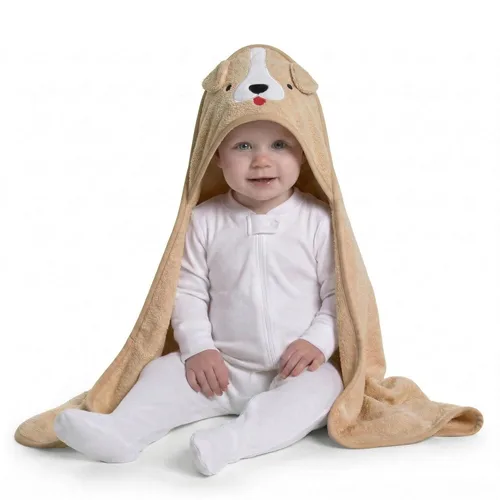 Miniatura 20 de Delta Children Toalla de baño con capucha para niños con bolsillos - Super suave y absorbente - Gran regalo para niños y niñas, Perro Marrón