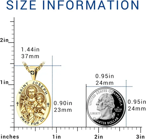 Miniatura 196 de Eusense Saint Necklace Sterling Silver 925 Protection Jewelry for Men Women Patron St Medals Amulet Pendant