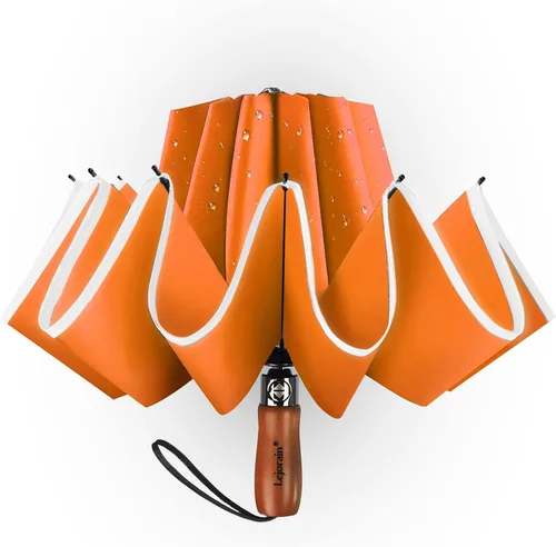 Miniatura 17 de Lejorain Golf Large Inverted Umbrella - Black Big Windproof Heavy Duty Upside Down 46/50/54 Inch Compact Reverse Car Automatic Folding Reflective